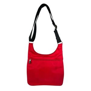 Red Nylon Crossbody Travel Bag Adjustable Strap Lightweight Everyday Casual